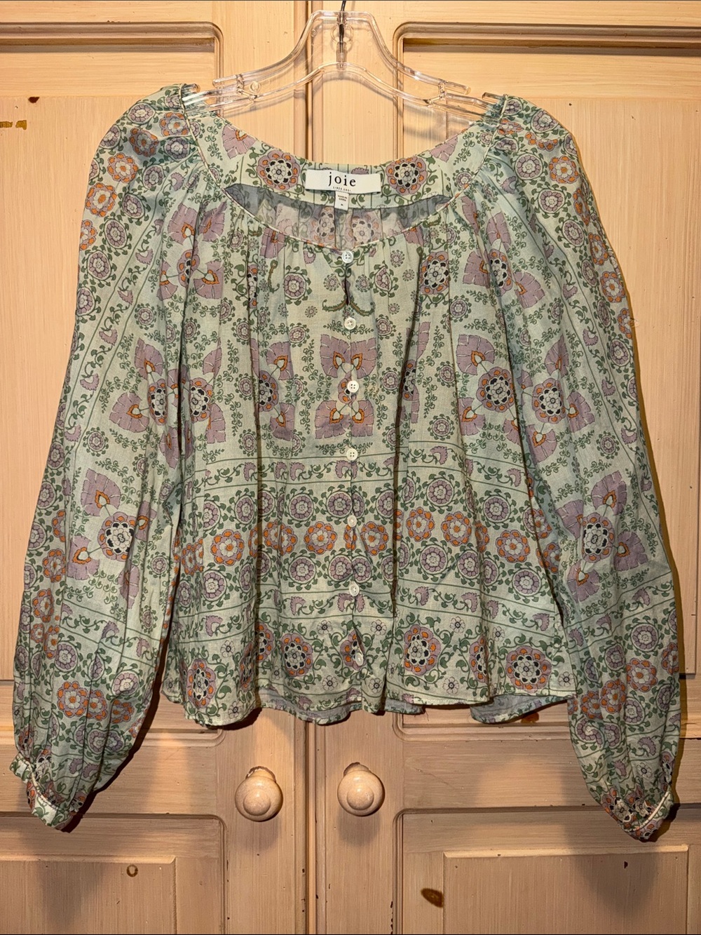 Joie Mint Green Floral Peasant Blouse